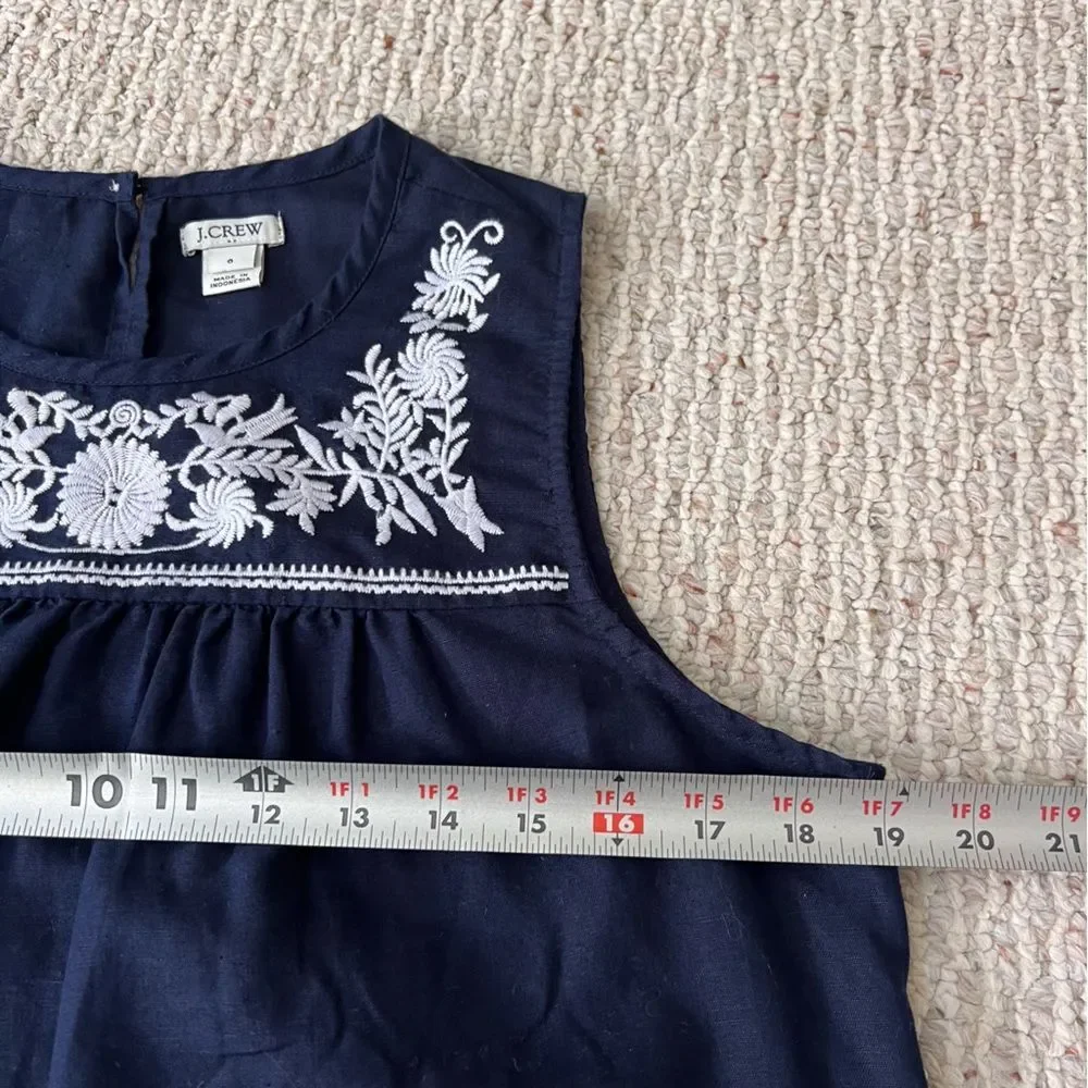 J.Crew | Linen Blend Embroidered Sleeveless Top